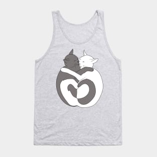 Gray and White Hugging Cats Tank Top